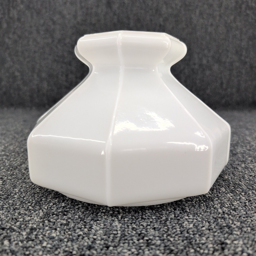 Vintage Milk Glass Student Lamp Shade 7" fitter Octagon Paneled